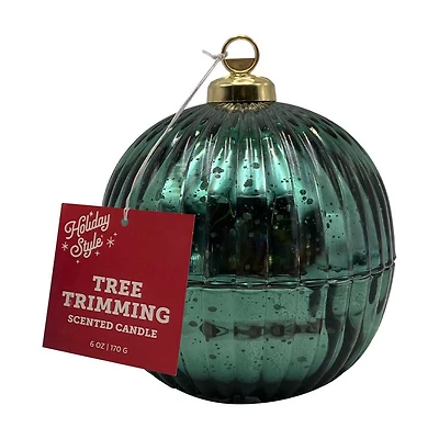 Mercury Glass Ornament Shaped Scented Jar Candle, Tree Trimming, 6 oz