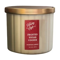 Ribbed Frosted Glass Jar Scented Candle, Frosted Sugar Cookie, 15.2 oz