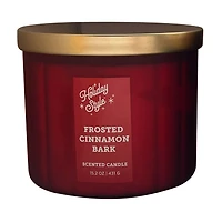 Ribbed Frosted Glass Jar Scented Candle, Frosted Cinnamon Bark, 15.2 oz