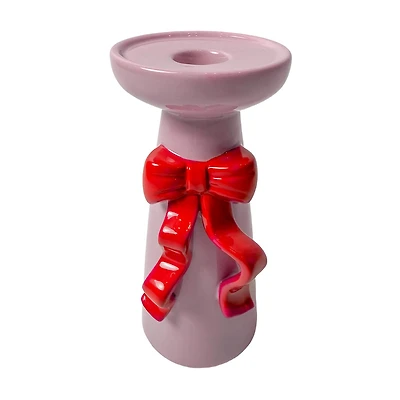Taper Candle Holder with Bow Decoration, 8 in