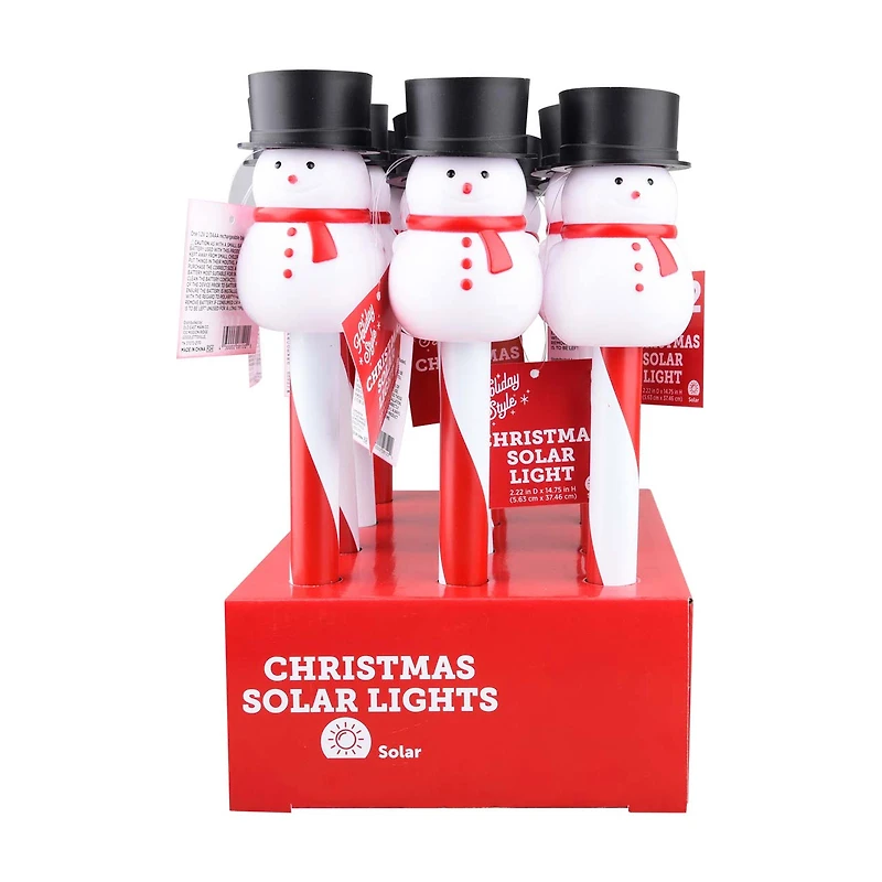 Holiday Style Christmas Snowman Solar Light Stake, 14.75 in