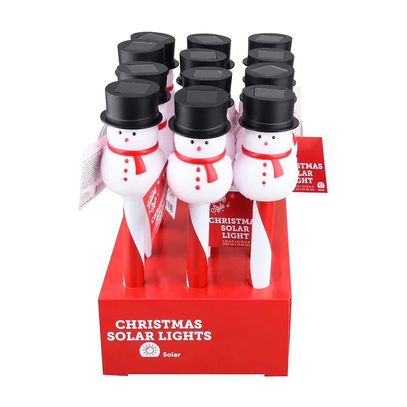 Holiday Style Christmas Snowman Solar Light Stake, 14.75 in