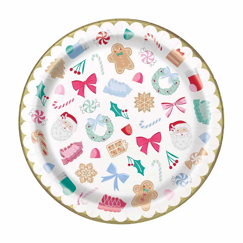 Christmas Treats Round Dinner Plates, 9 in, 8 ct