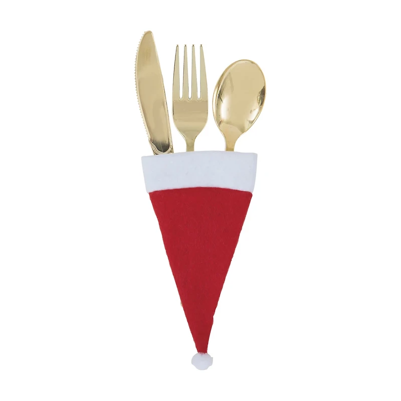 Fabric Santa Hat Utensil Holders, 4 ct