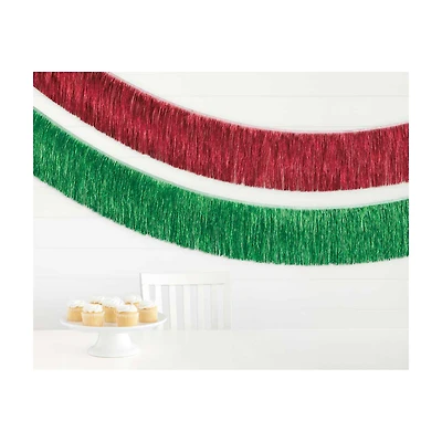 Red and Green Fringe Foil Banners, 60 in, 2 ct