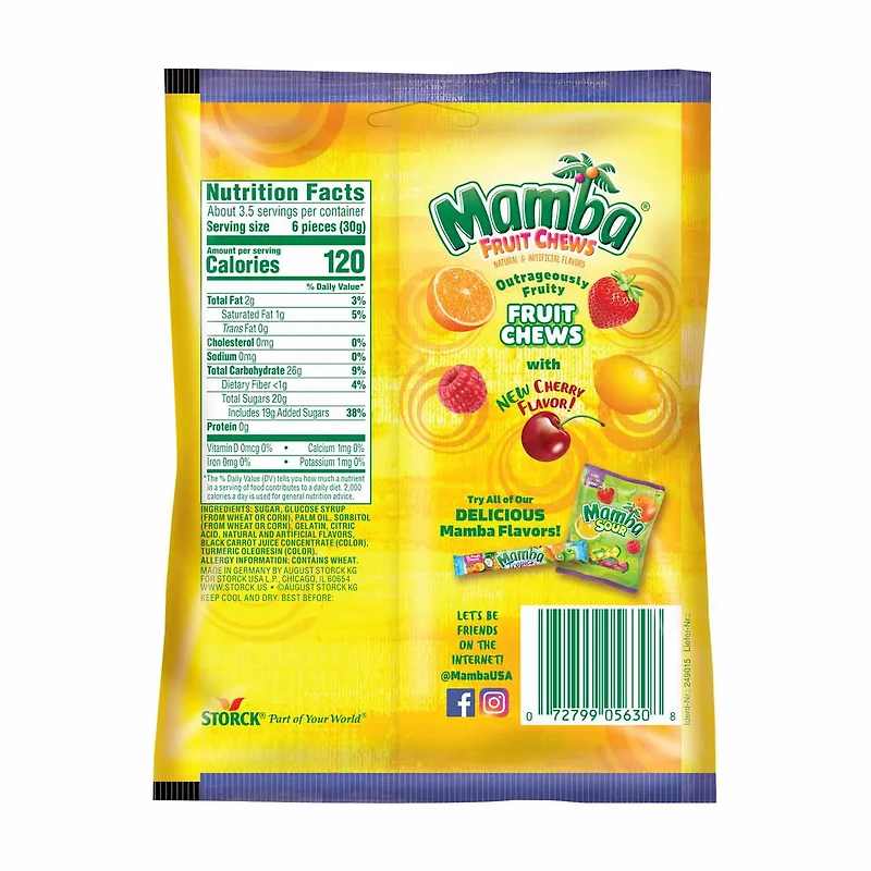 Mamba Fruit Chews Candy, 3.52 oz