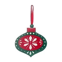 Wooden Traditional Christmas Ornament, Green & Red