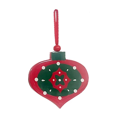 Wooden Traditional Christmas Ornament, Red & Green