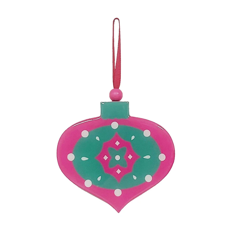 Wooden Christmas Ornament, Green/Pink