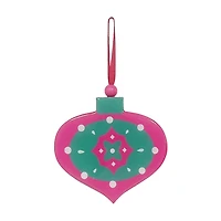 Wooden Christmas Ornament, Green/Pink