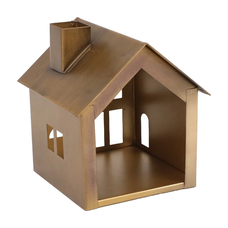 Christmas Village House, Golden Metal, 6 in