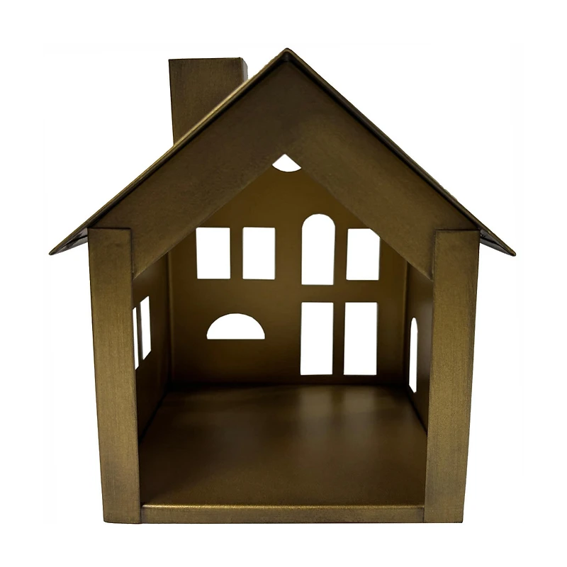 Christmas Village House, Golden Metal, 6 in