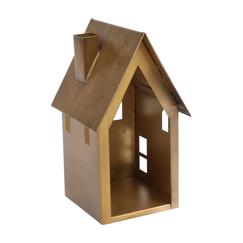 Christmas Village House, Golden Metal, 8 in