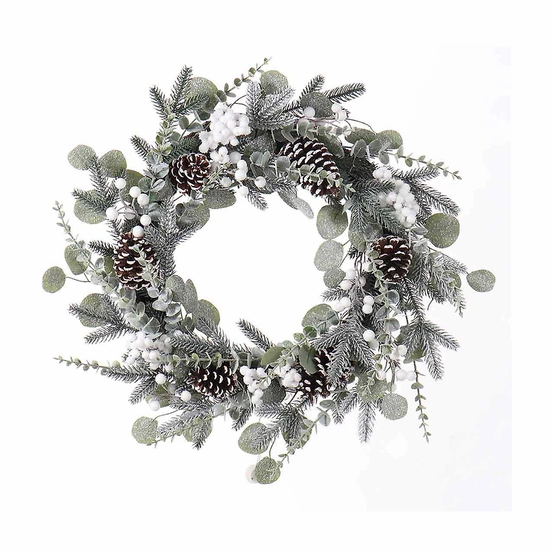 Christmas Light-Up Pine, Pinecone, and Berries Wreath, 20 in, Assorted Styles