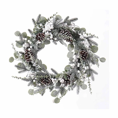 Christmas Light-Up Pine, Pinecone, and Berries Wreath, 20 in, Assorted Styles
