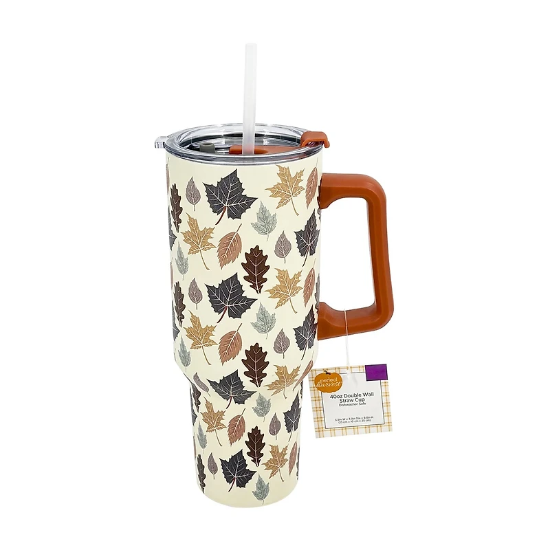 Fall Stainless-Steel Travel Cup with Handle, 40 oz, Assorted Designs