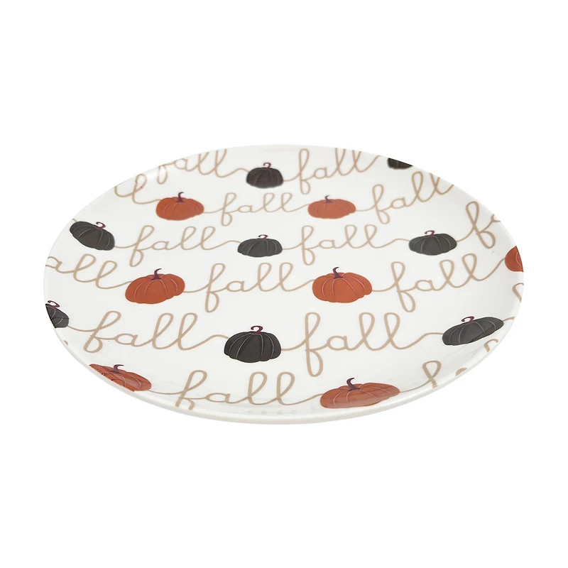 "Fall" Pumpkins Melamine Dinner Plate, 11 in