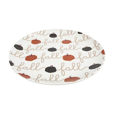 "Fall" Pumpkins Melamine Dinner Plate, 11 in