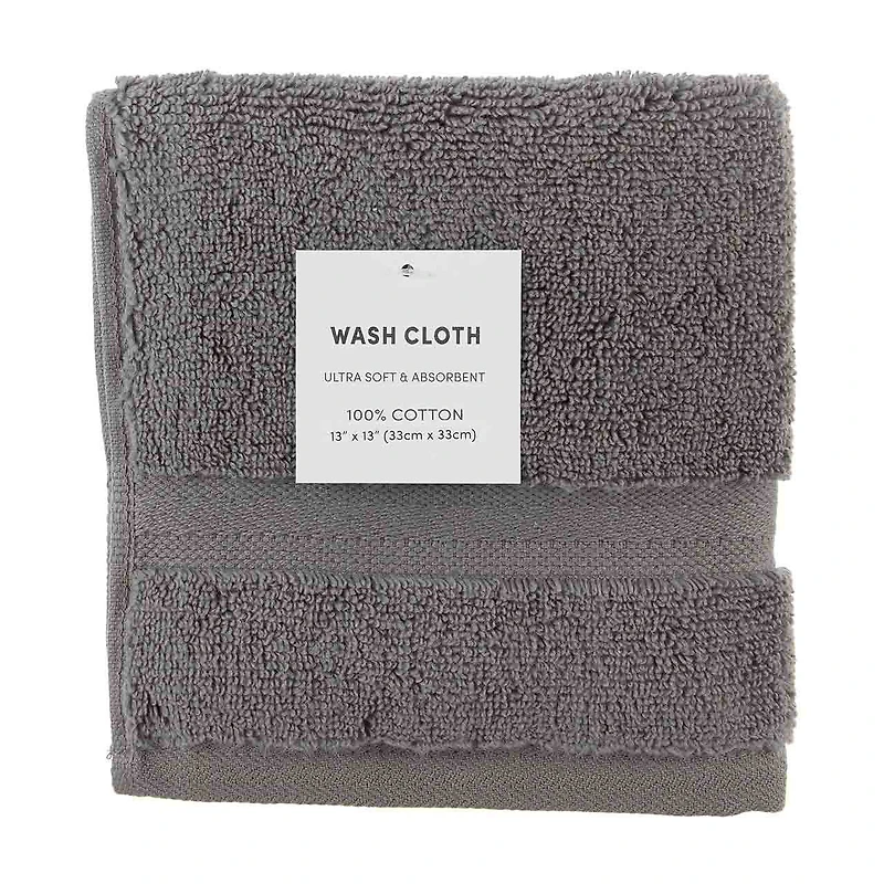 Medium Gray Wash Cloth, 13 in x 13 in