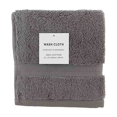 Medium Gray Wash Cloth, 13 in x 13 in