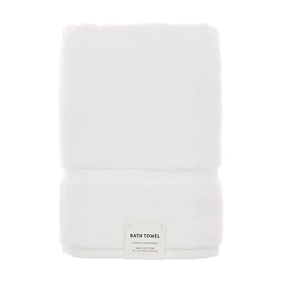 Cotton Bath Towel, White, 30 in x 56 in