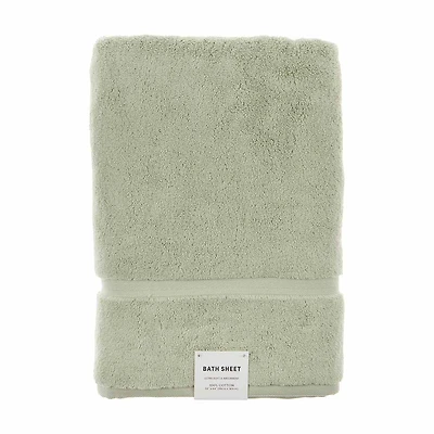 Cotton Bath Sheet, Green, 34 in x 64 in