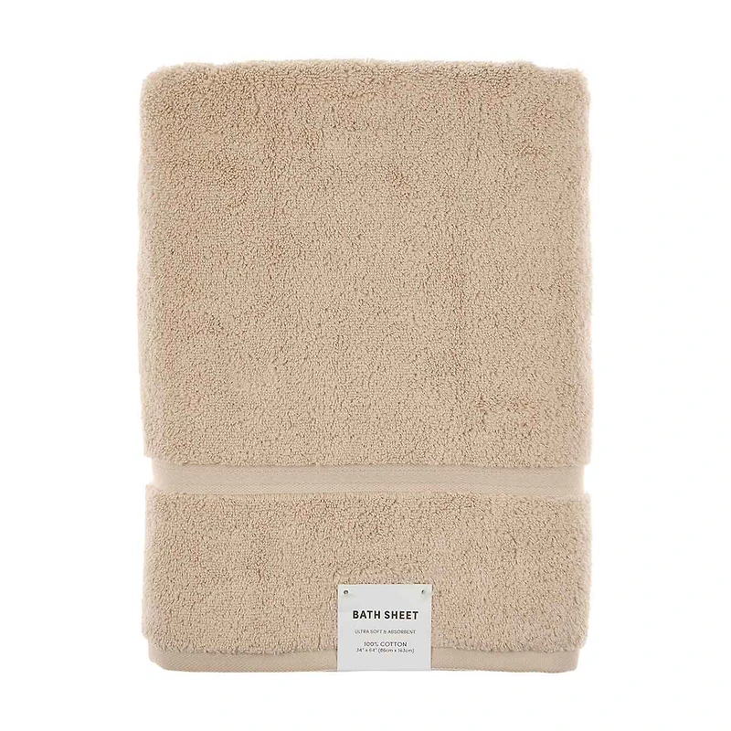 Cotton Bath Sheet, Sand, 34 in x 64 in