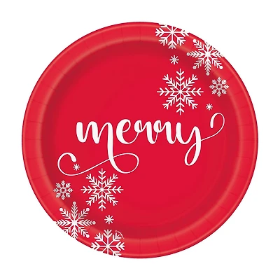Snowflakes 'Merry' Plates, 9 in, 8 ct
