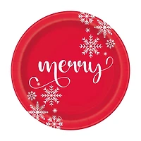 Snowflakes 'Merry' Plates, 9 in, 8 ct