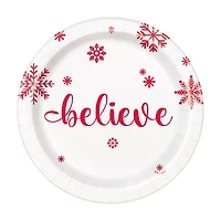 Snowflakes 'believe' Plates, 7 in, 8 ct