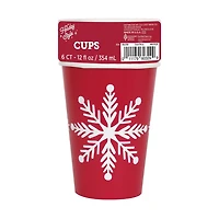 Holiday Style Snowflakes Paper Cups, 12 oz, 6 ct