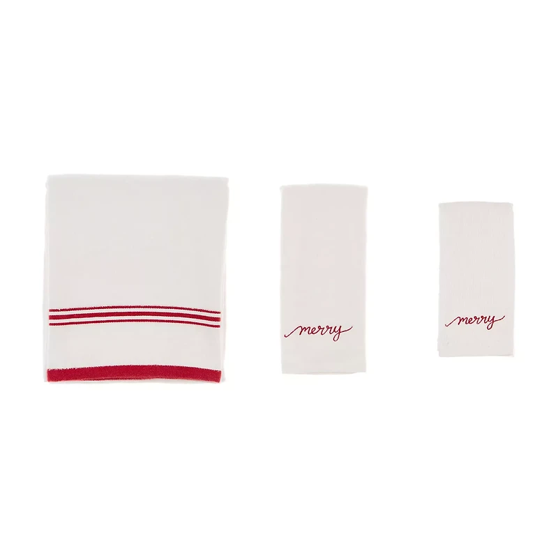 "Merry" Christmas Towel Set, 3 pk
