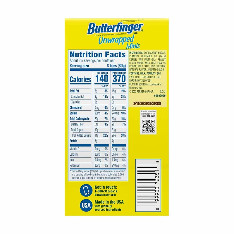 BUTTERFINGER BITES Bite-Sized Peanut-Buttery Bars, 3.5 Ounce Movie Theater Box