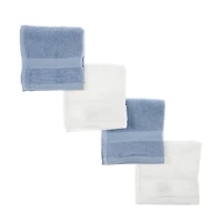 White & Blue Washcloth Set, 4 pk, 12 in x 12 in