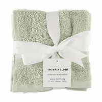 Green & White Washcloth Set, 4 pk, 12 in x 12 in