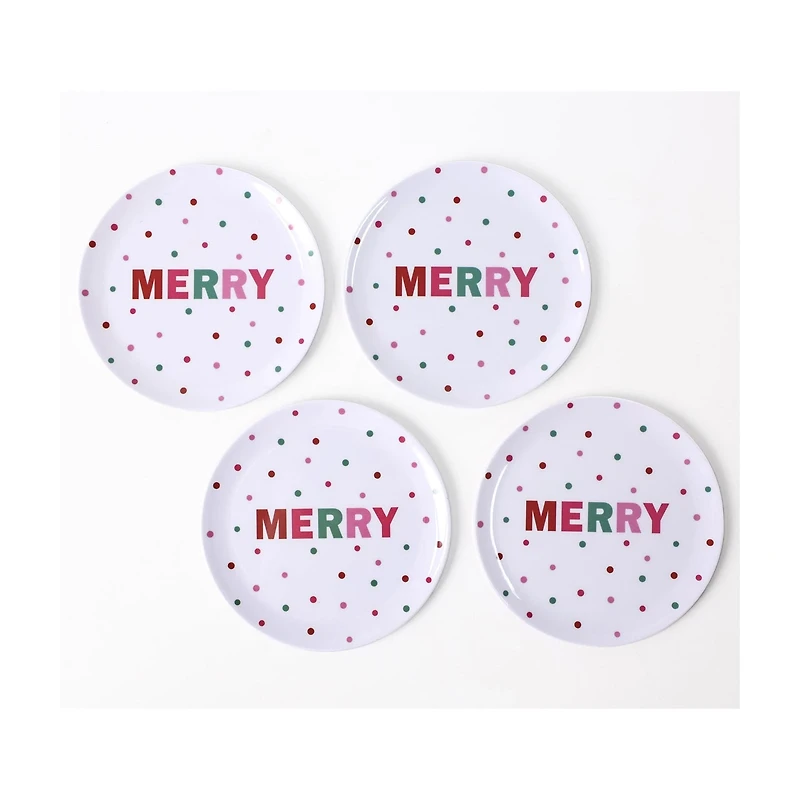 'Merry' Melamine Appetizer Plates, 4 pk