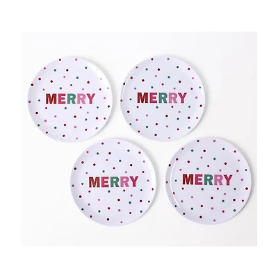 'Merry' Melamine Appetizer Plates, 4 pk