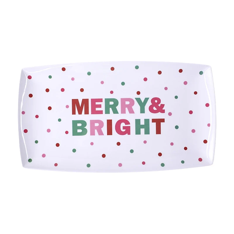 "Merry & Bright" Christmas Melamine Platter