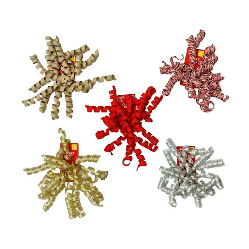 Christmas Fabric Curly Bow, Assorted