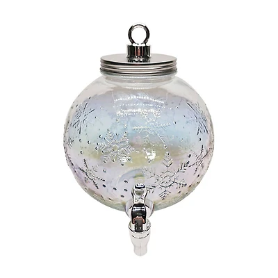 Iridescent Glass Christmas-Ornament-Shaped Drink Dispenser, 1.5 gal