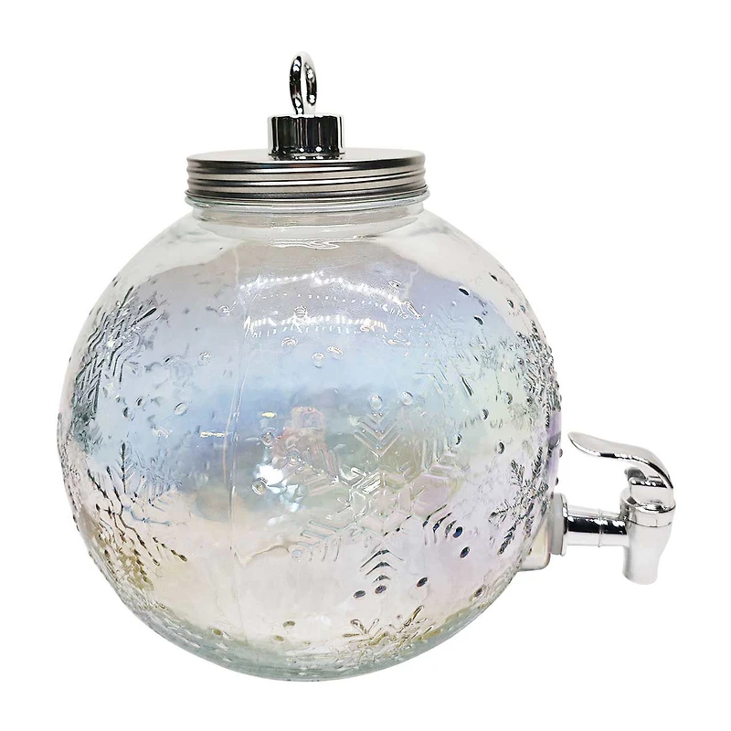 Iridescent Glass Christmas-Ornament-Shaped Drink Dispenser, 1.5 gal