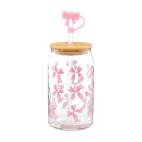 Glass Jar with Sip Top and Straw, 16 oz