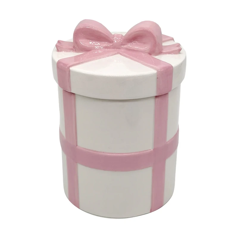 Pink Bow Gift Box Cookie Jar
