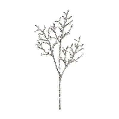 Artificial Glitter Branch, Silver