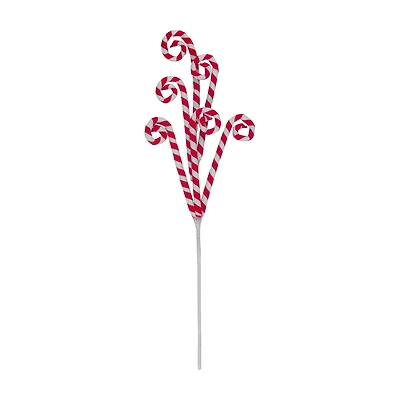Christmas Curled Candy Cane Fabric Pick Decoration