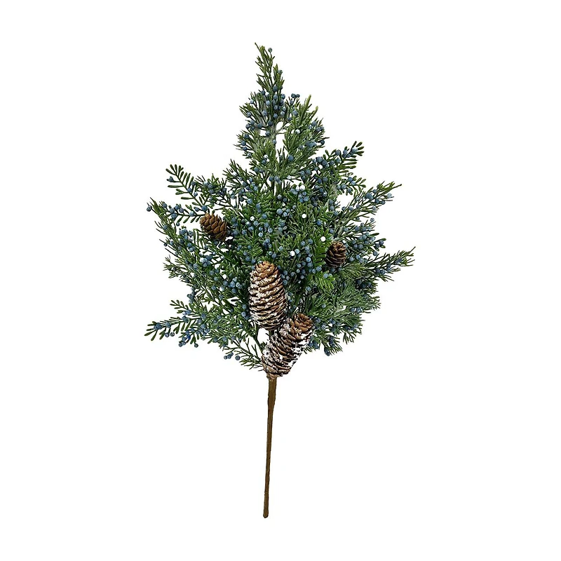 Artificial Cypress Pick Decor with Blueberries, 19 in
