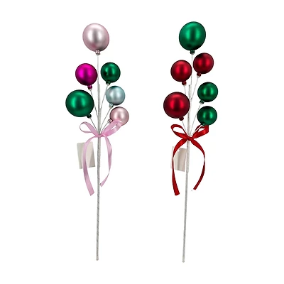 Ball Ornament Floral Pick, 18 in, Assorted