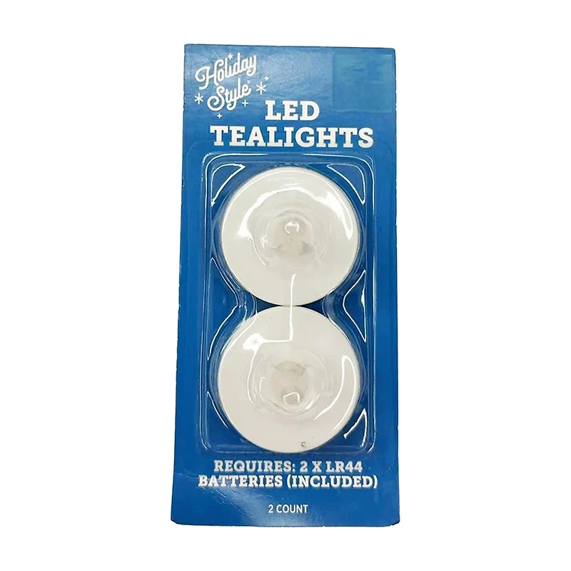 Holiday Style LED Tealights, 2 ct