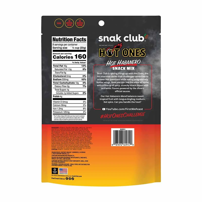 snak club Hot Ones Snack Mix, Hot Habanero, 10 oz