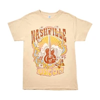 Women's 'Nashville Music City' Guitar Screen-Printed Tan Tee